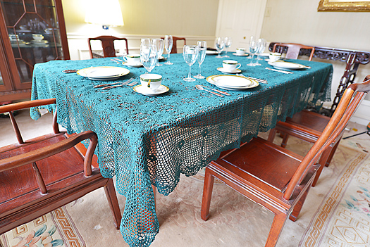 Festive Crochet Tablecloth EveryGreen color.70x140"
